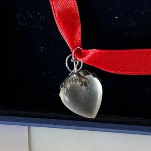 Swarovski puffed heart on a red ribbon